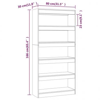 Bücherregal/Raumteiler Weiß 80x30x166 cm Holzwerkstoff