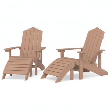 Adirondack-Gartenstühle 2 Stk. mit Hockern HDPE Braun