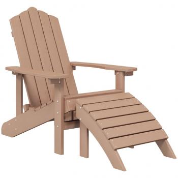 Adirondack-Gartenstühle 2 Stk. mit Hockern HDPE Braun