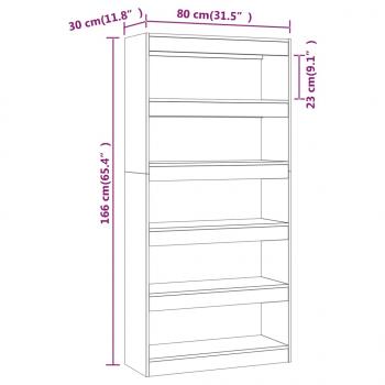 Bücherregal/Raumteiler Braun Eiche 80x30x166 cm Holzwerkstoff