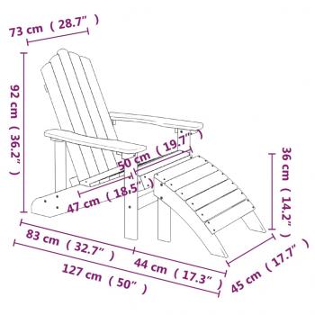 Adirondack-Gartenstuhl mit Hocker & Tisch HDPE Weiß