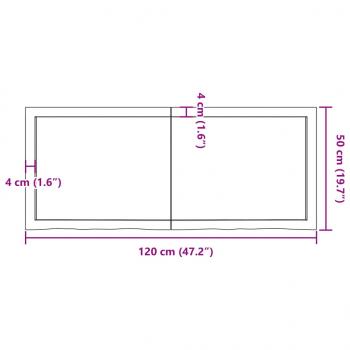 Wandregal Dunkelbraun 120x50x(2-4)cm Massivholz Eiche Behandelt