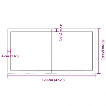 Wandregal Dunkelbraun 120x60x(2-4)cm Massivholz Eiche Behandelt