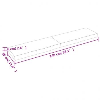 Wandregal Dunkelbraun 140x30x(2-6)cm Massivholz Eiche Behandelt