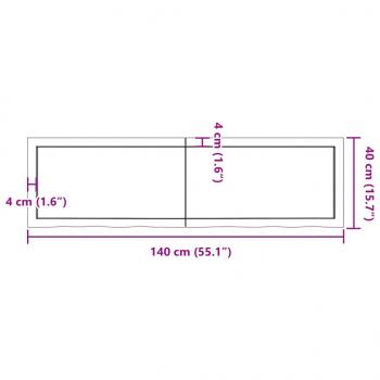 Wandregal Dunkelbraun 140x40x(2-6)cm Massivholz Eiche Behandelt