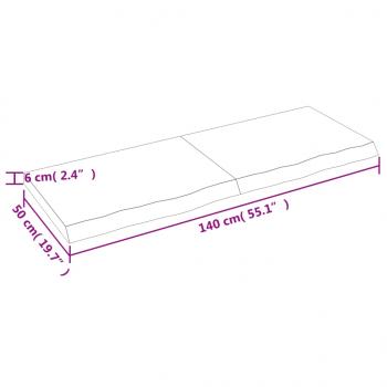 Wandregal Dunkelbraun 140x50x(2-6)cm Massivholz Eiche Behandelt