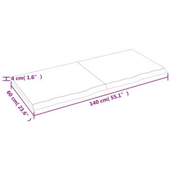 Wandregal Dunkelbraun 140x60x(2-4)cm Massivholz Eiche Behandelt