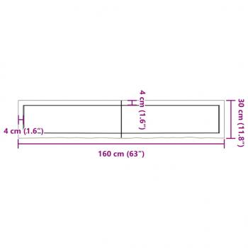 Wandregal Dunkelbraun 160x30x(2-4)cm Massivholz Eiche Behandelt