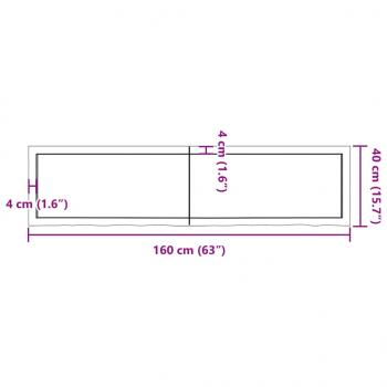 Wandregal Dunkelbraun 160x40x(2-6)cm Massivholz Eiche Behandelt