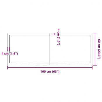 Wandregal Dunkelbraun 160x60x(2-6)cm Massivholz Eiche Behandelt