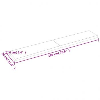 Wandregal Dunkelbraun 180x30x(2-6)cm Massivholz Eiche Behandelt