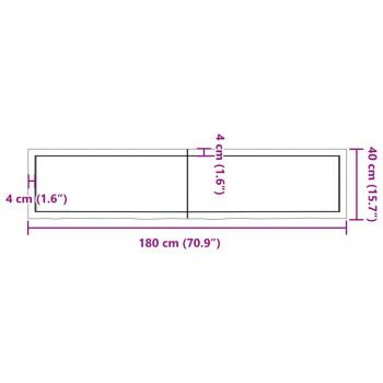 Wandregal Dunkelbraun 180x40x(2-4)cm Massivholz Eiche Behandelt