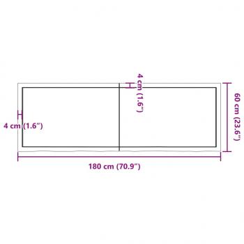 Wandregal Dunkelbraun 180x60x(2-6)cm Massivholz Eiche Behandelt