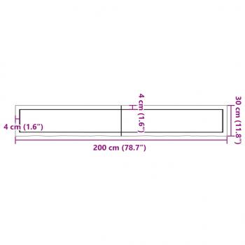 Wandregal Dunkelbraun 200x30x(2-6)cm Massivholz Eiche Behandelt