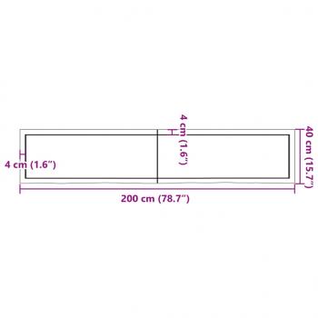 Wandregal Dunkelbraun 200x40x(2-4)cm Massivholz Eiche Behandelt