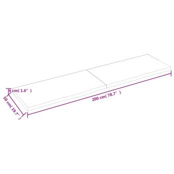 Wandregal Dunkelbraun 200x50x(2-4)cm Massivholz Eiche Behandelt