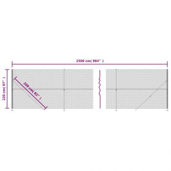 Maschendrahtzaun mit Bodenflansch Silbern 2,2x25 m