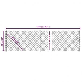 Maschendrahtzaun mit Bodenflansch Silbern 0,8x25 m