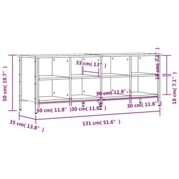 Schuhregal Grau Sonoma 131x35x50 cm Holzwerkstoff