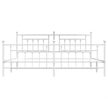 Bettgestell mit Kopf- und Fußteil Metall Weiß 200x200 cm