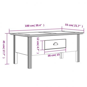 Couchtisch BODO Grau 100x55x46 cm Massivholz Kiefer