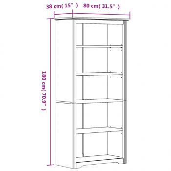 Bücherregal BODO Braun 80x38x180 cm Massivholz Kiefer 5 Fächer