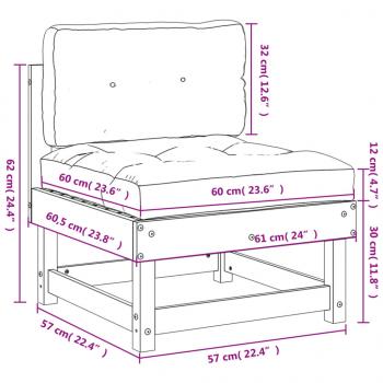 Mittelsofa mit Kissen Massivholz Douglasie