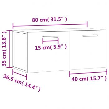 Wandschrank Schwarz 80x36,5x35 cm Holzwerkstoff