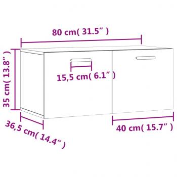 Wandschrank Schwarz 80x36,5x35 cm Holzwerkstoff