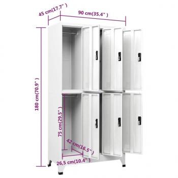 Schließfachschrank Weiß 90x45x180 cm Stahl