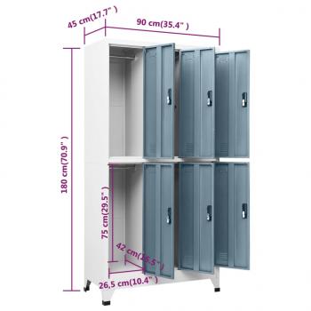 Schließfachschrank Hellgrau und Dunkelgrau 90x45x180 cm Stahl