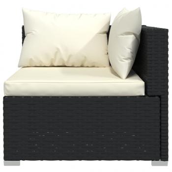 4-tlg. Garten-Lounge-Set mit Auflagen Poly Rattan Schwarz