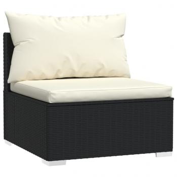 4-tlg. Garten-Lounge-Set mit Auflagen Poly Rattan Schwarz