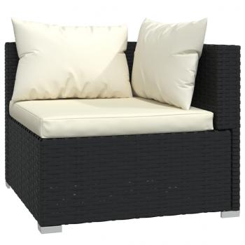 2-Sitzer-Sofa mit Kissen Schwarz Poly Rattan