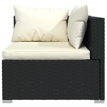 3-Sitzer-Sofa mit Kissen Schwarz Poly Rattan