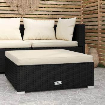 ARDEBO.de - Garten-Fußhocker mit Kissen Schwarz 70x70x30 cm Poly Rattan