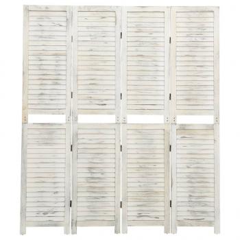 ARDEBO.de - 4-tlg. Raumteiler Antik-Weiß 140x165 cm Holz