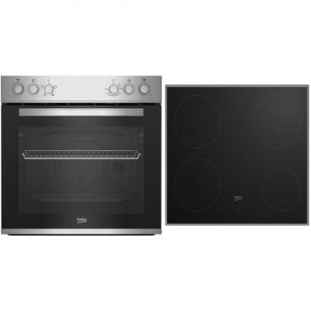 ARDEBO.de Beko BBUC12020X Einbau Herdset mit Glaskeramikkochfeld, 60cm breit, 74L, Grill, Ober-Unterhitze, Restwärmeanzeige, SteamShine, Edelstahl