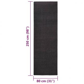 Teppich Natur Sisal 80x250 cm Schwarz