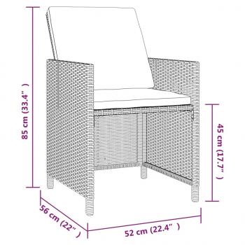 9-tlg. Garten-Essgruppe mit Auflagen Poly Rattan Schwarz