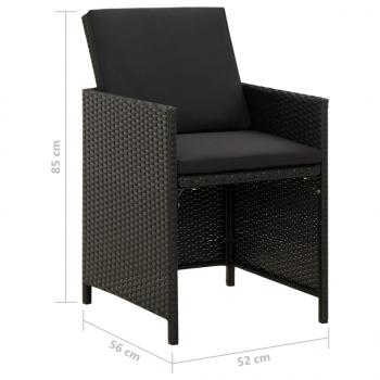 Gartenstühle mit Kissen 4 Stk. Poly Rattan Schwarz