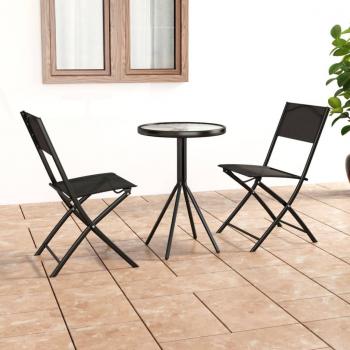 ARDEBO.de - 3-tlg. Bistro-Set Stahl Schwarz