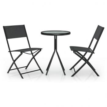 3-tlg. Bistro-Set Stahl Schwarz