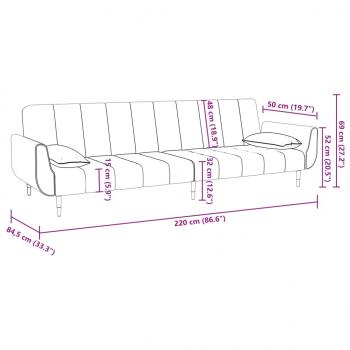 Schlafsofa 2-Sitzer mit 2 Kissen Schwarz Samt