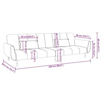 Schlafsofa 2-Sitzer mit 2 Kissen Schwarz Samt