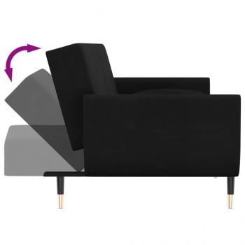 Schlafsofa 2-Sitzer mit 2 Kissen Schwarz Samt