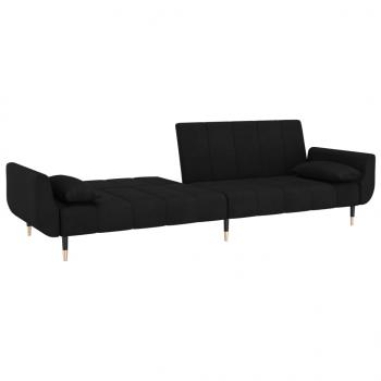 Schlafsofa 2-Sitzer mit 2 Kissen Schwarz Samt