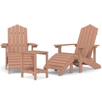 Adirondack-Gartenstühle mit Hocker & Tisch HDPE Braun