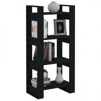 Bücherregal/Raumteiler Schwarz 60x35x125 cm Massivholz