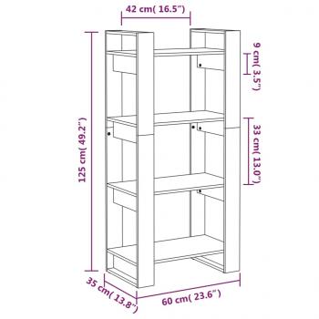 Bücherregal/Raumteiler Schwarz 60x35x125 cm Massivholz